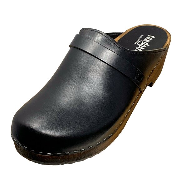 Sandgrens Malmö Leather Classic Sweden Wooden‎ Clogs/Mules - Picture 2 of 13